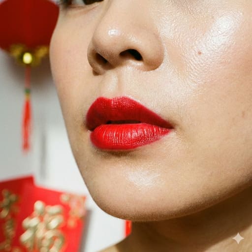 maquillaje ano nuevo chino labios rojos