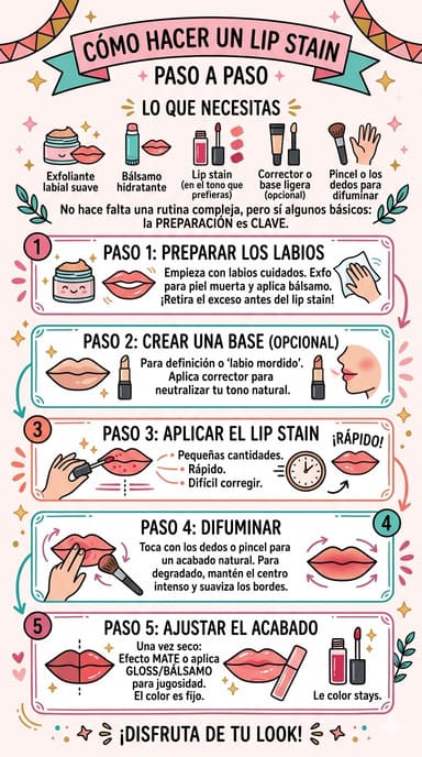 paso a paso para aplicar lip stain perfecto