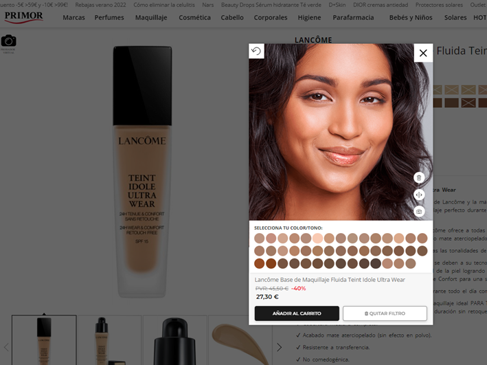Findation y probadores virtuales para encontrar el tono de base de  maquillaje perfecto online